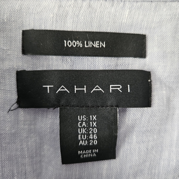 Tahari 100% linen button down tunic size 1x - Picture 4 of 8